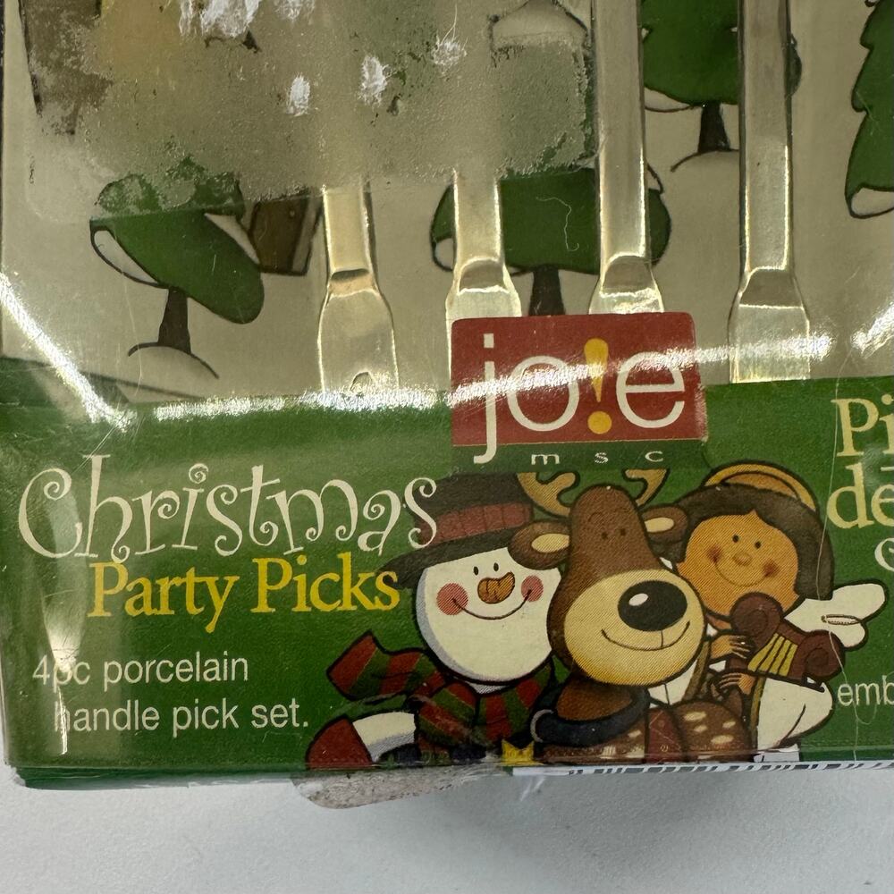 Jole Christmas Party Picks Reindeer, Snowman, Angel & Santa New In Package 2005
